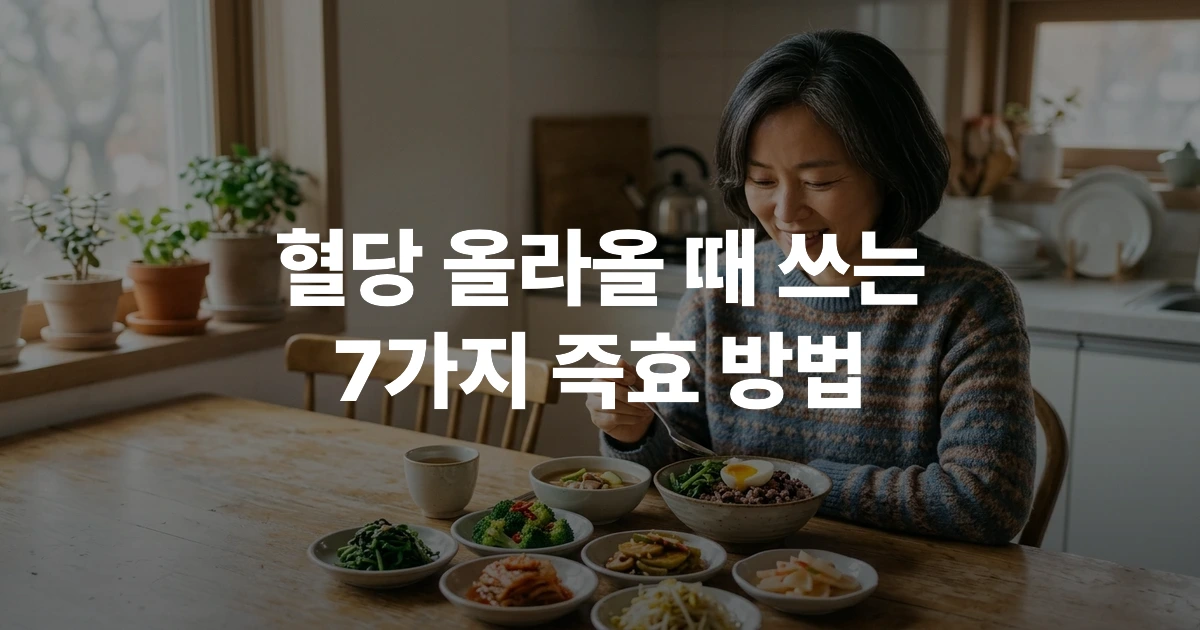 40~60대 한국 남성이 잡곡밥과 채소 반찬으로 구성된 건강한 식단을 준비하는 장면