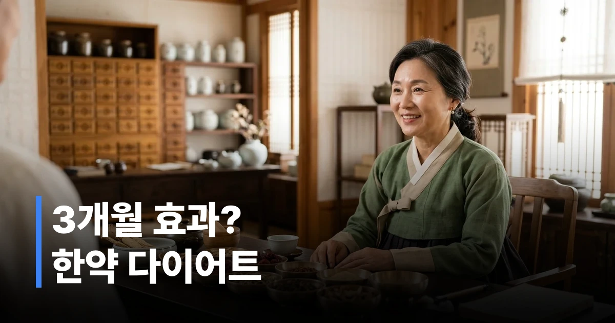 한의원에서 한약 다이어트 처방을 받는 50대 여성 환자