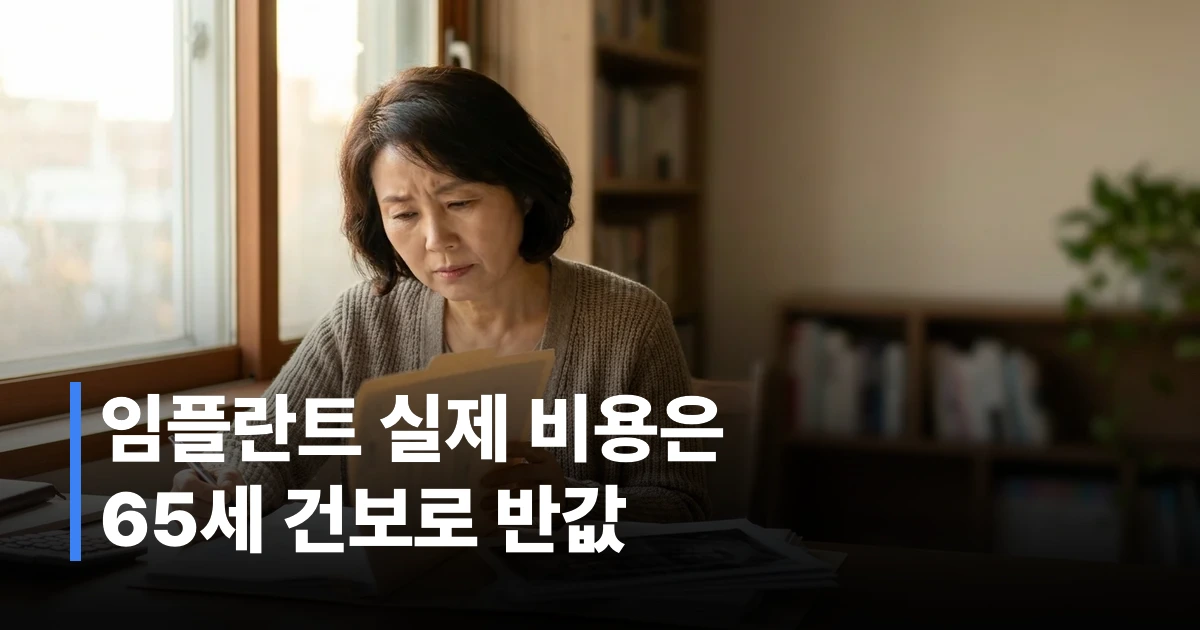 2026년 임플란트 가격 비교표를 살펴보며 고민하는 50대 한국 남성