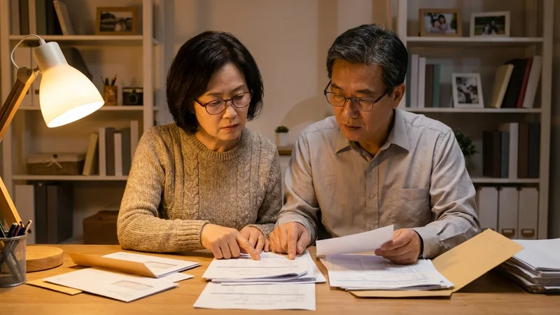 안과에서 백내장 수술 상담을 받는 60대 한국인 부부