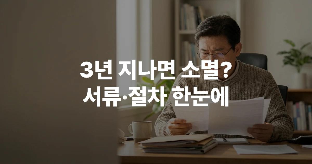 사망보험금 청구 서류를 꼼꼼히 검토하고 있는 50대 한국인