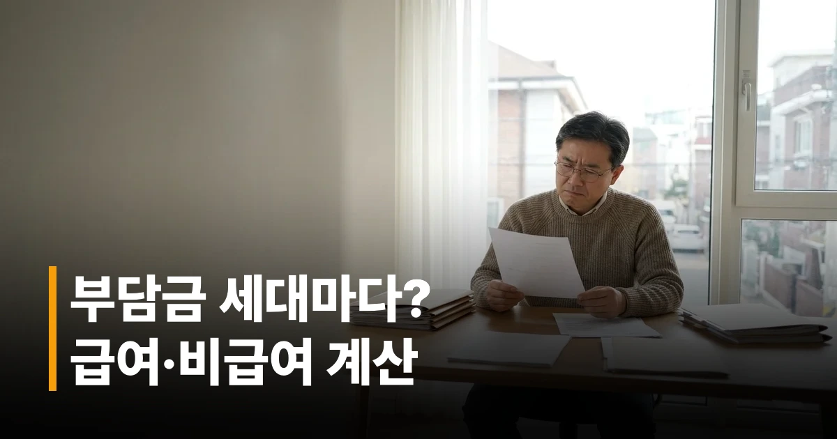 실손보험 자기부담금 세대별 비교표를 확인하는 50대 한국 남성
