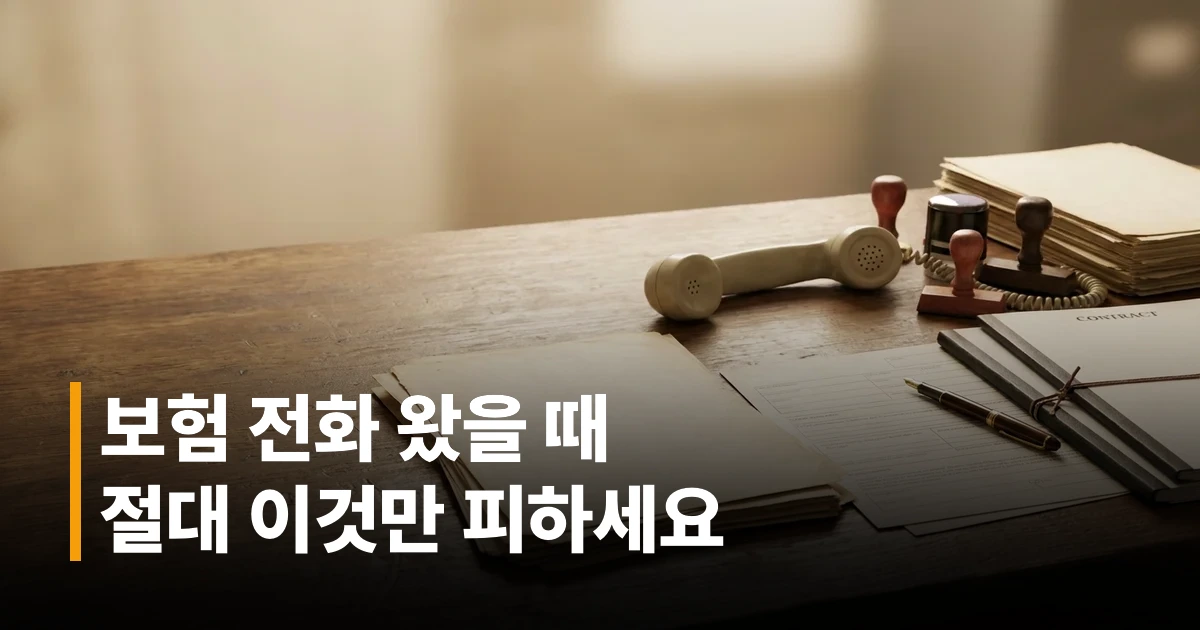 보험 전화 상담 관련 서류와 전화기가 놓인 책상 이미지