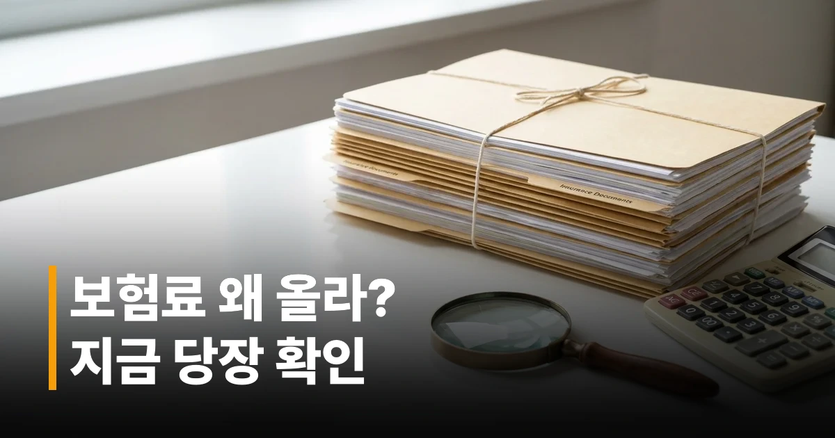 실비 보험료 비교를 위한 보험 약관 서류와 계산기가 놓인 책상