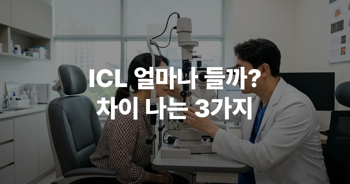 안과에서 ICL 렌즈삽입술 상담을 받고 있는 40대 환자와 전문의