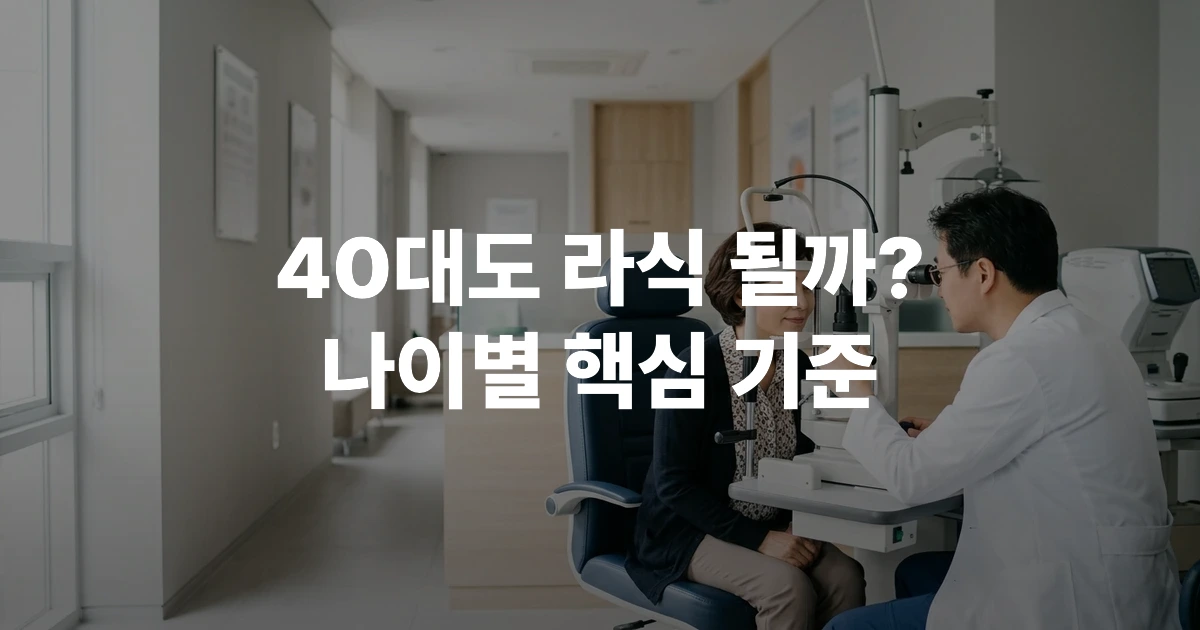 안과 진료실에서 시력 검사를 받는 40대 여성 환자