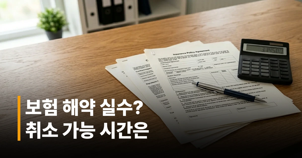 보험 계약서와 해약 신청서류가 책상 위에 놓인 모습