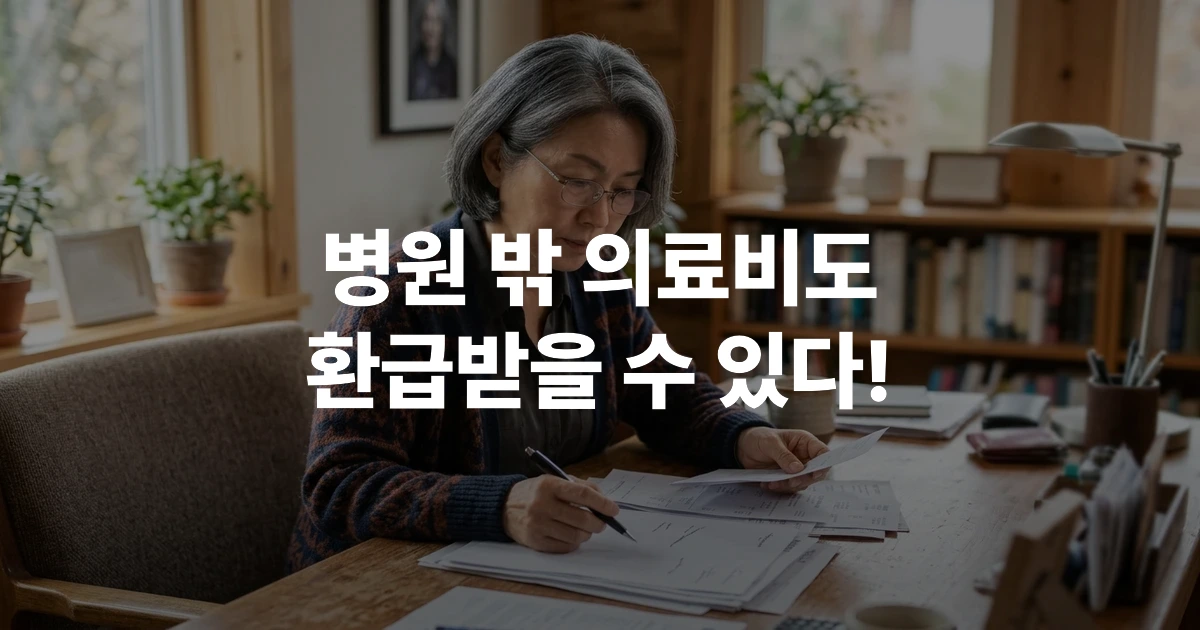 국민건강보험공단 요양비 청구서류를 꼼꼼히 검토하는 중년 여성