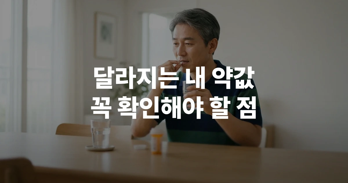 약통을 쥐고 물과 함께 복용하려는 50대 한국인 남성의 모습