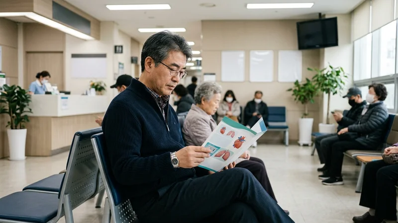 전립선 관련 약물과 처방전, 물컵이 놓인 책상 위 정물 사진