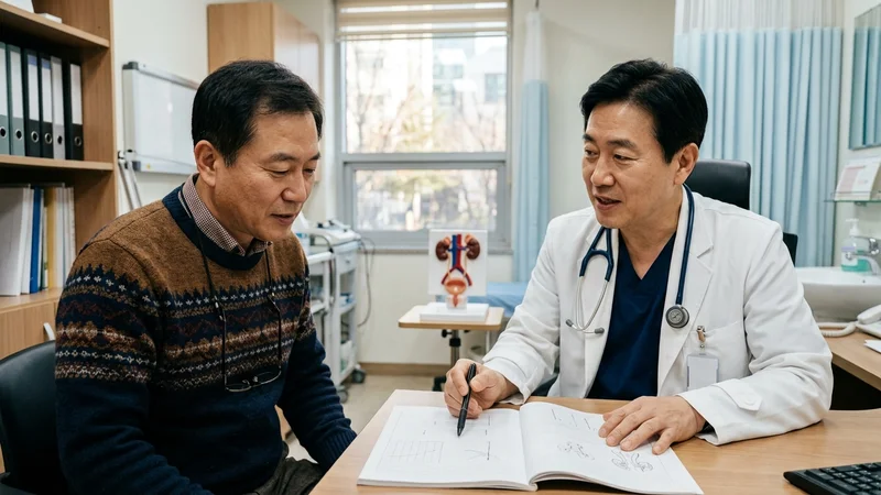 비뇨의학과에서 진료 상담을 받는 모습