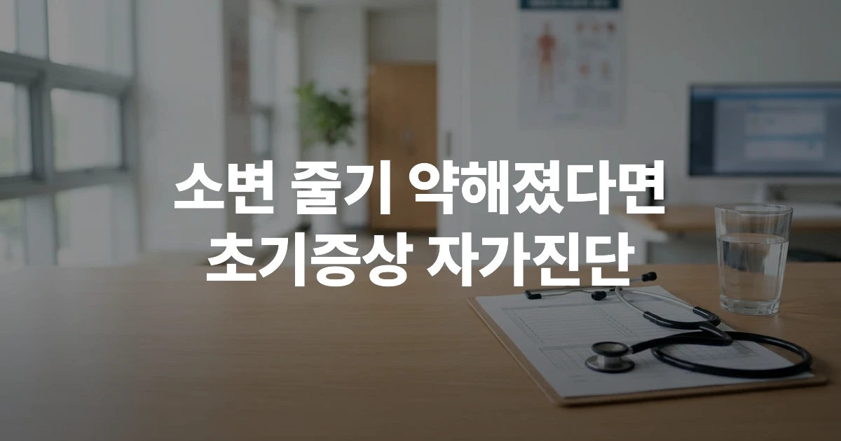 전립선비대증 진단과 관련된 의료 도구와 체크리스트가 놓인 병원 책상