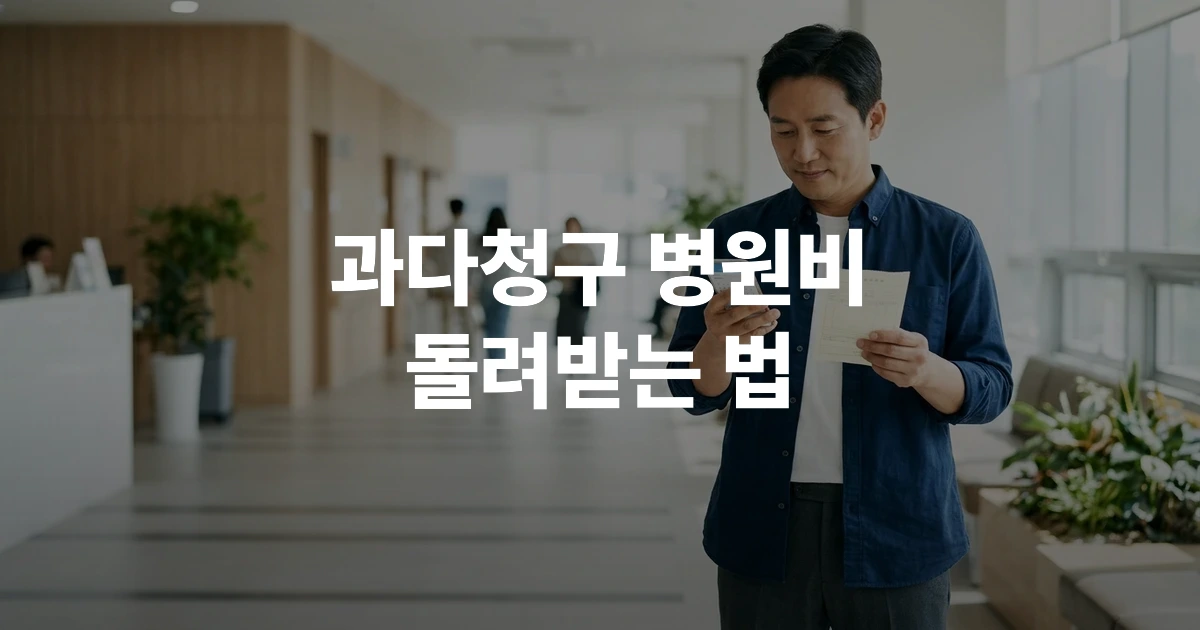 스마트폰으로 병원비 영수증을 확인하며 비급여 진료비 조회 방법을 알아보는 50대 한국인 여성