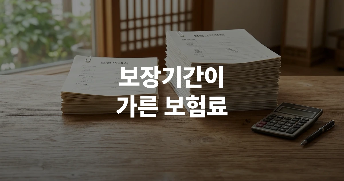 정기보험과 종신보험 약관 서류와 계산기가 놓인 책상
