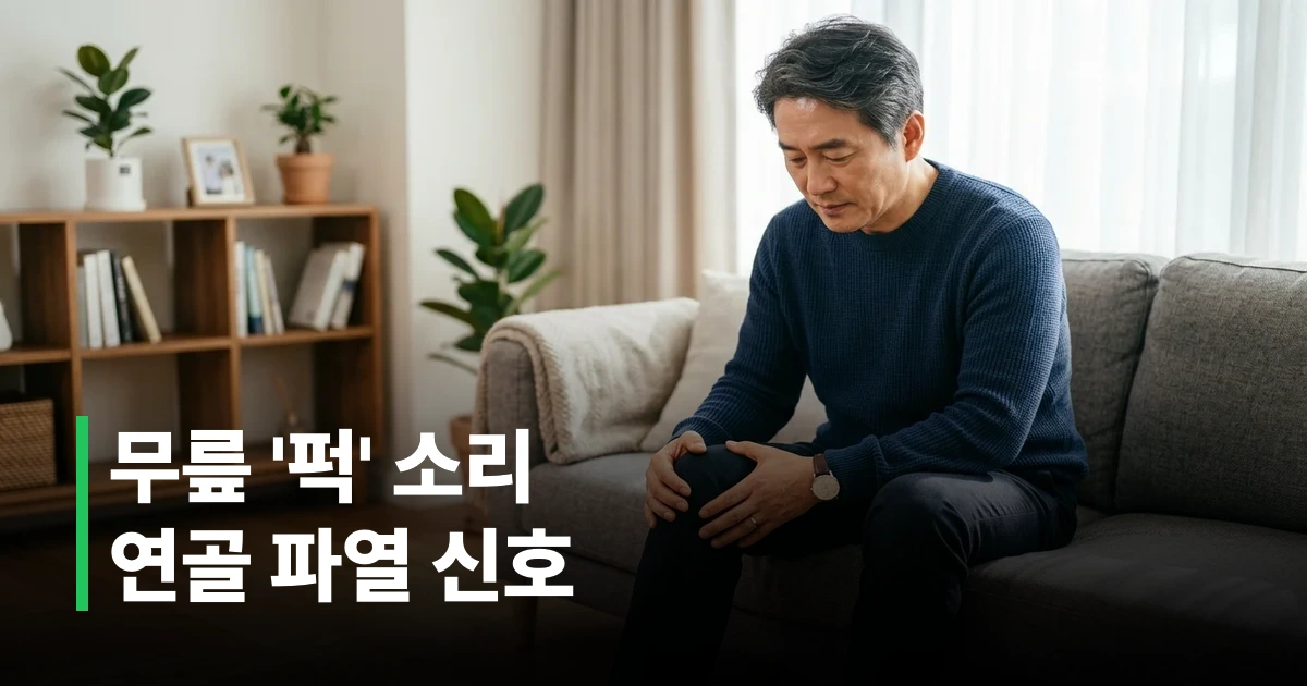 무릎 통증으로 병원에서 진료받는 한국인 중년 환자