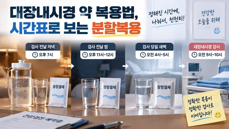 대변 상태에 따라 대장내시경 장정결 상태를 확인하는 맑은 노란색 물과 잔변 비교 이미지