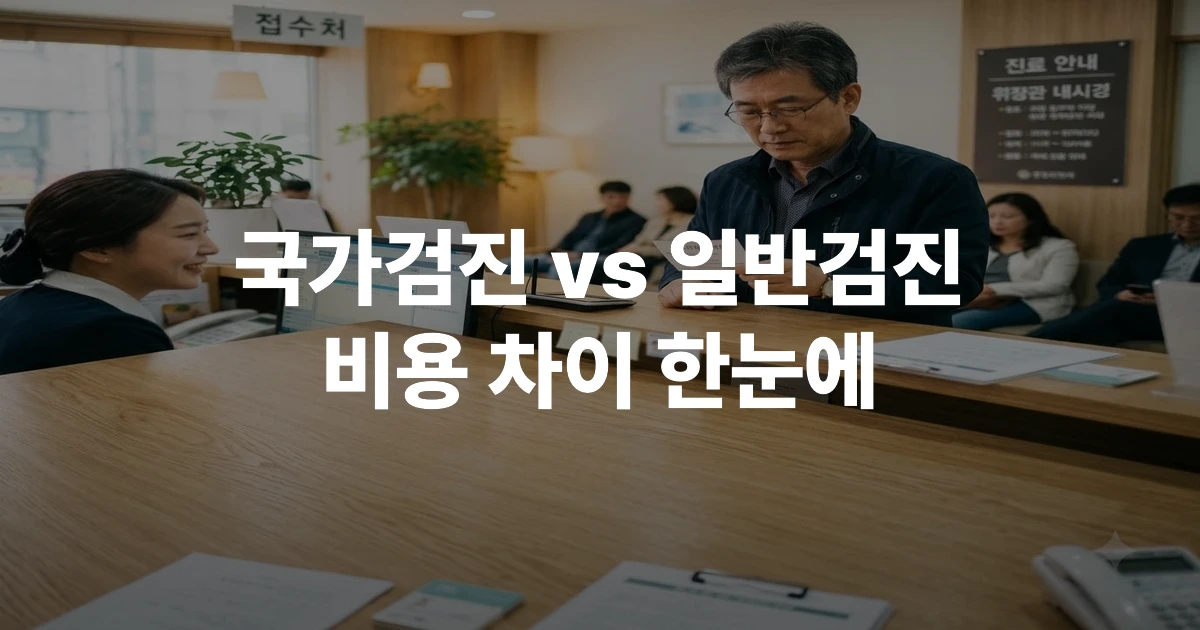 위내시경 검사를 앞두고 병원 접수처에서 안내를 받는 40대 남성