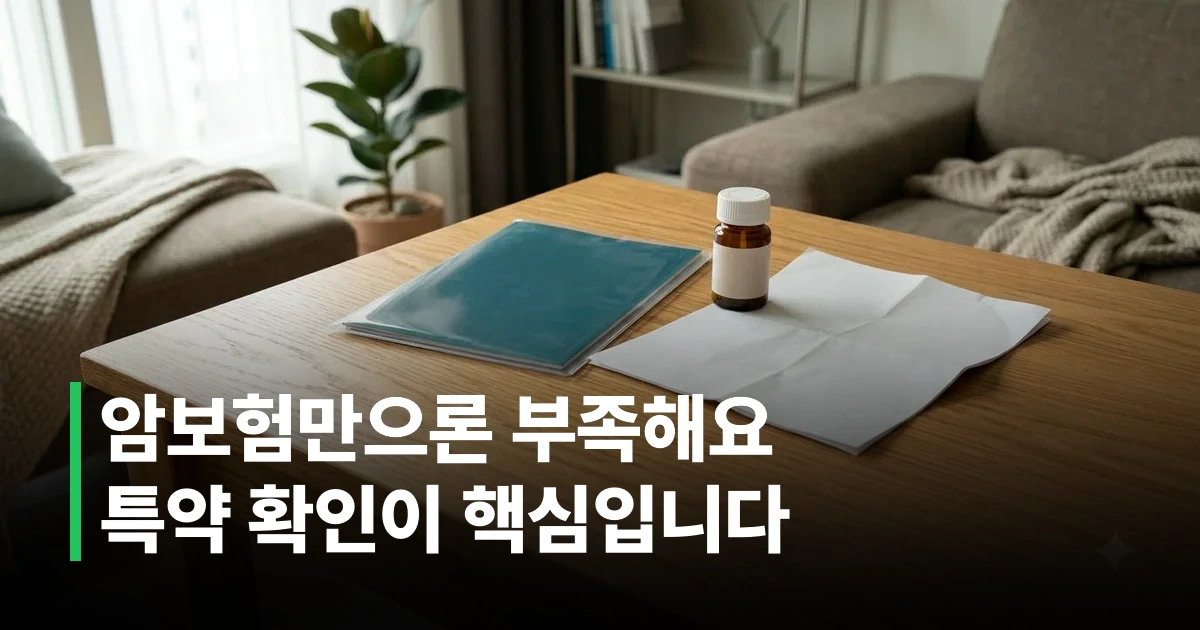 표적항암치료비 보험 보장 개념을 나타내는 보험 서류와 약제 이미지