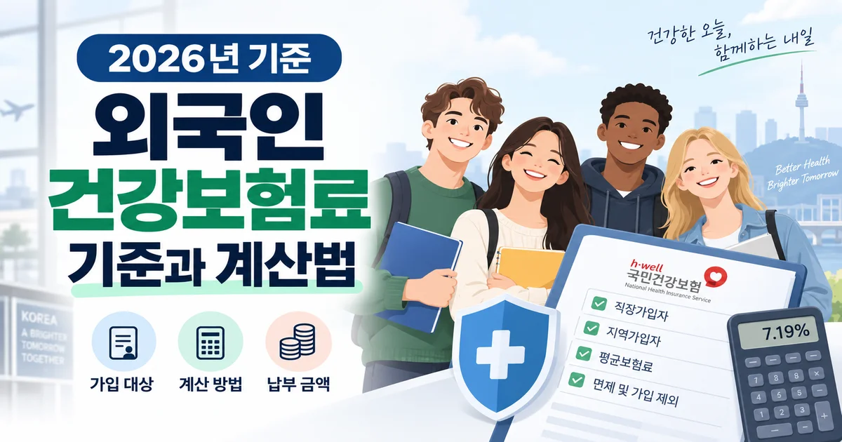 외국인등록증과 2026년 건강보험료 고지서가 놓인 현대식 한국 주거 공간