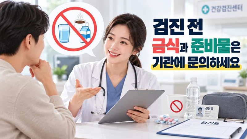 국가건강검진 전 금식과 복용약, 신분증 등 준비사항을 검진기관 의료진에게 확인하는 모습