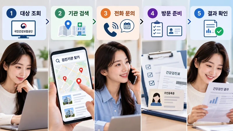 건강검진 항목을 확인한 뒤 병원에 전화해 폐기능 검사 장비와 예약 가능일을 문의하는 사람