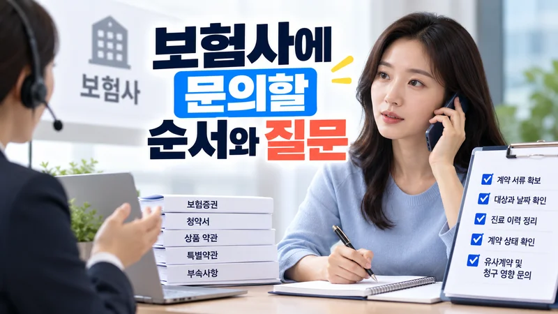 보험 가입자가 증권과 특약, 진료 기록을 펼쳐 놓고 보장 제한과 계약 이력을 확인하는 모습