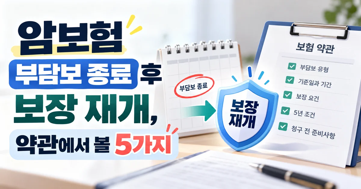 암보험 증권과 부담보 종료일을 표시한 달력