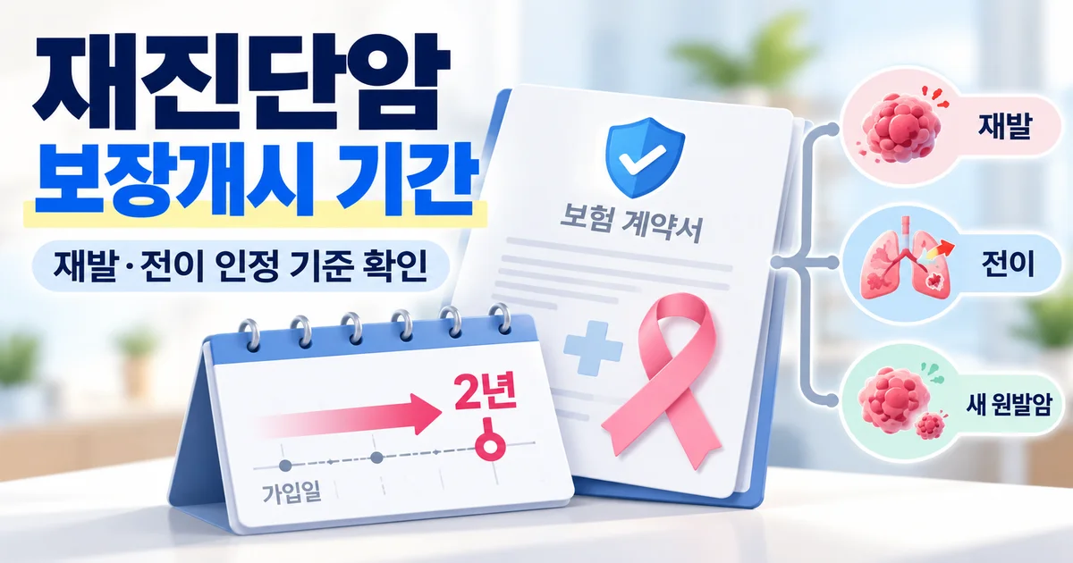 암보험 증권과 약관에서 재진단암 보장 기간을 확인하는 장면