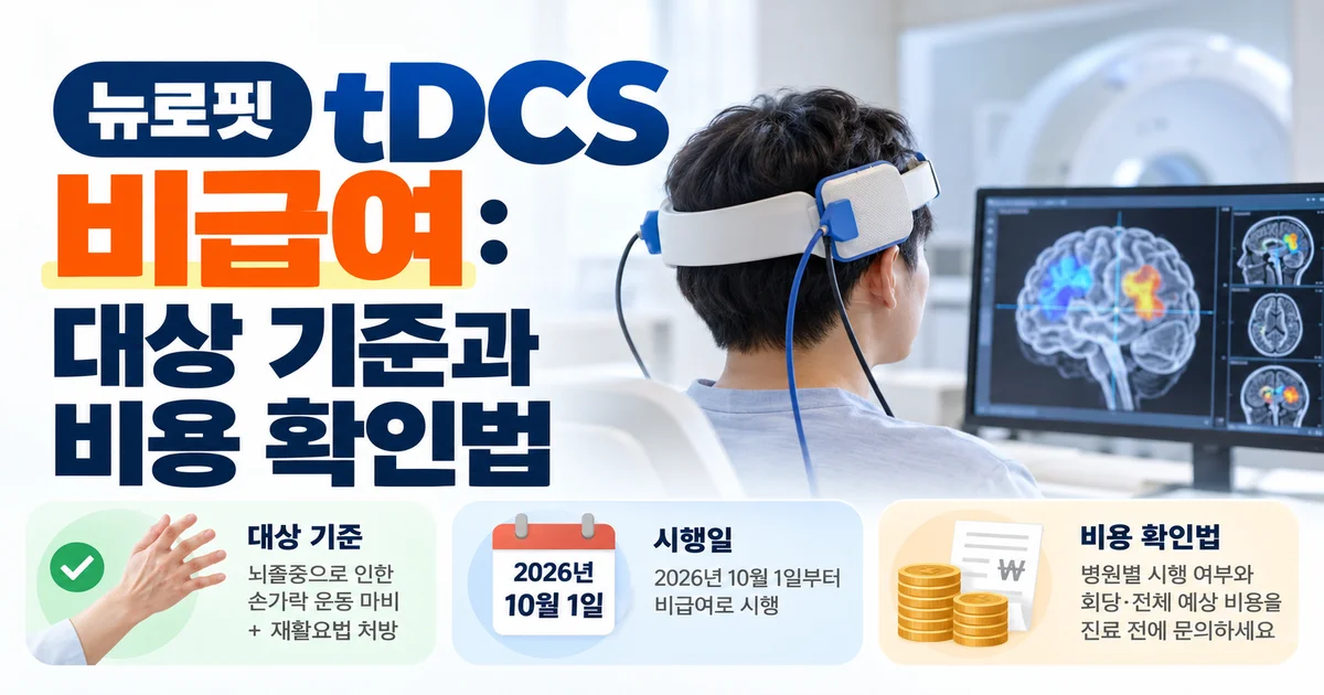 뉴로핏 tDCS 뇌 MRI 분석과 전기자극 기기를 보여주는 재활치료 장면