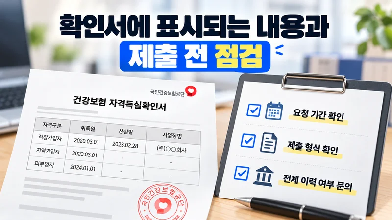 확인서에 표시되는 내용과 제출 전 점검
